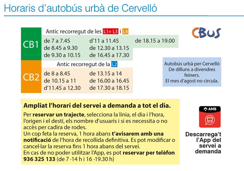 Horaris d'autobús urbà de Cervelló