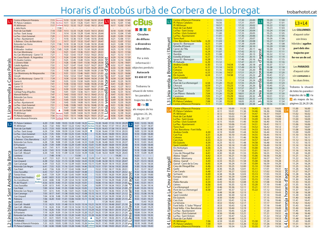 horaris autobús urbà cbus Corbera de Llobregat